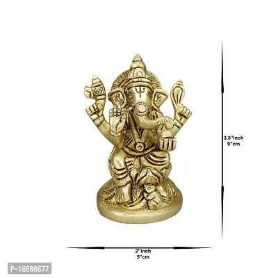 Om ssvmb9 Brass Ganesh/Ganesha/Ganesh ji/Ganpati Bappa Ashtadhatu Idol/Murti/Statue for Home Temple Puja/Pooja, Good Luck, Success and Prosperity (H x L x W :-9 x 5 x 5 cm, Weight:- 0.341 kg)-thumb2