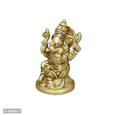 Om ssvmb9 Brass Ganesh/Ganesha/Ganesh ji/Ganpati Bappa Ashtadhatu Idol/Murti/Statue for Home Temple Puja/Pooja, Good Luck, Success and Prosperity (H x L x W :-9 x 5 x 5 cm, Weight:- 0.341 kg)-thumb3