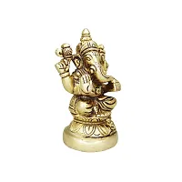 Om ssvmb9 Brass Ganesh/Ganesha/Ganesh ji/Ganpati Bappa Ashtadhatu Idol/Murti/Statue for Home Temple Puja/Pooja, Good Luck, Success and Prosperity (H x L x W :-9 x 5 x 5 cm, Weight:- 0.398 kg)-thumb1