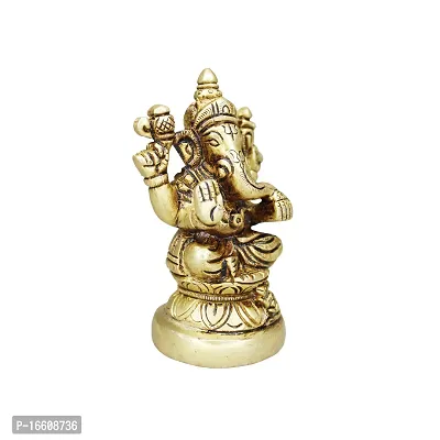 Om ssvmb9 Brass Ganesh/Ganesha/Ganesh ji/Ganpati Bappa Ashtadhatu Idol/Murti/Statue for Home Temple Puja/Pooja, Good Luck, Success and Prosperity (H x L x W :-9 x 5 x 5 cm, Weight:- 0.398 kg)-thumb2