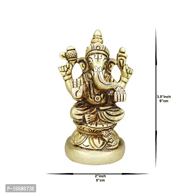 Om ssvmb9 Brass Ganesh/Ganesha/Ganesh ji/Ganpati Bappa Ashtadhatu Idol/Murti/Statue for Home Temple Puja/Pooja, Good Luck, Success and Prosperity (H x L x W :-9 x 5 x 5 cm, Weight:- 0.398 kg)-thumb4