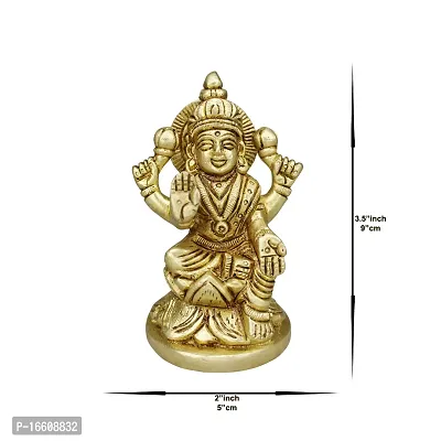 Om ssvmb9 Brass Lakshmi Idol Ashtadhatu Made Shree Laxmi MATA Murti/Statue for Home Temple Diwali Puja/Pooja Maha Laxmi Idols (H x L x W :-9 x 5 x 5 cm, Weight:- 0.364 kg, Gold Color)-thumb2