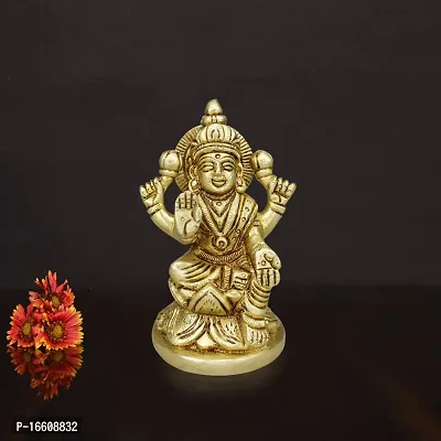 Om ssvmb9 Brass Lakshmi Idol Ashtadhatu Made Shree Laxmi MATA Murti/Statue for Home Temple Diwali Puja/Pooja Maha Laxmi Idols (H x L x W :-9 x 5 x 5 cm, Weight:- 0.364 kg, Gold Color)-thumb5