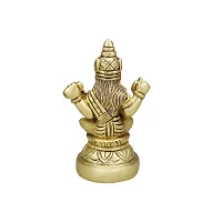 Om ssvmb9 Brass Saraswati Maa Idol Ashtadhatu Made Murti Sarda Devi Statue for Home Office Temple Pooja, Study Room (H x L x W :-9 x 5 x 5 cm, Weight:- 0.304 kg, Gold Color)-thumb1