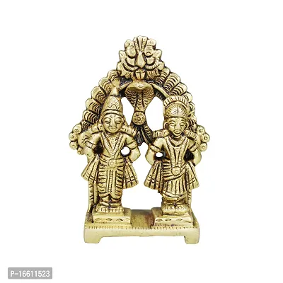 Om ssvmb9 Brass Vitthal Rukmini/Rukmani Murti/Idol/Statue for Home Pooja Temple Room, Gifting Purpose, Showpiece Figurine (H x L x W :-9 x 7 x 3 cm, Weight:- 0.23 kg, Gold Color)