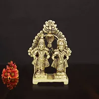 Om ssvmb9 Brass Vitthal Rukmini/Rukmani Murti/Idol/Statue for Home Pooja Temple Room, Gifting Purpose, Showpiece Figurine (H x L x W :-9 x 7 x 3 cm, Weight:- 0.23 kg, Gold Color)-thumb1