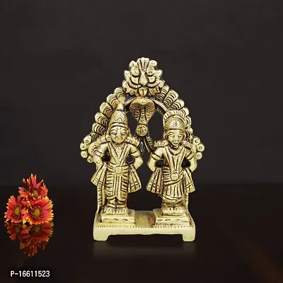 Om ssvmb9 Brass Vitthal Rukmini/Rukmani Murti/Idol/Statue for Home Pooja Temple Room, Gifting Purpose, Showpiece Figurine (H x L x W :-9 x 7 x 3 cm, Weight:- 0.23 kg, Gold Color)-thumb2