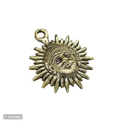 Om ssvmb9 Brass Sun/Surya Dev Wall Hanging | Home Decor |Metal Handmade Decorative Wall Hanging Sun Idol Face for Positivity at Home  Office (H x L x W:- 1 x 6 x 6 cm, Gold Color)-thumb3