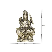 Om ssvmb9 Brass Vishvakarma Sitting Sri Hindu God Visvakarma with Sihashan Diety Idol Sculpture Statue Lord Vishva Karma Murti Pooja Best Handicrafts Art (H x L x W:- 10 x 6 x 3 cm, Gold Color)-thumb1