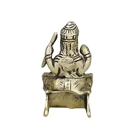 Om ssvmb9 Brass Vishvakarma Sitting Sri Hindu God Visvakarma with Sihashan Diety Idol Sculpture Statue Lord Vishva Karma Murti Pooja Best Handicrafts Art (H x L x W:- 10 x 6 x 3 cm, Gold Color)-thumb2