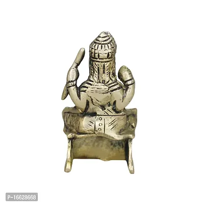 Om ssvmb9 Brass Vishvakarma Sitting Sri Hindu God Visvakarma with Sihashan Diety Idol Sculpture Statue Lord Vishva Karma Murti Pooja Best Handicrafts Art (H x L x W:- 10 x 6 x 3 cm, Gold Color)-thumb3