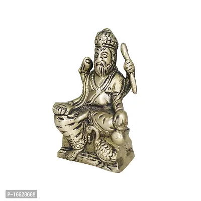 Om ssvmb9 Brass Vishvakarma Sitting Sri Hindu God Visvakarma with Sihashan Diety Idol Sculpture Statue Lord Vishva Karma Murti Pooja Best Handicrafts Art (H x L x W:- 10 x 6 x 3 cm, Gold Color)-thumb4