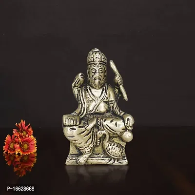 Om ssvmb9 Brass Vishvakarma Sitting Sri Hindu God Visvakarma with Sihashan Diety Idol Sculpture Statue Lord Vishva Karma Murti Pooja Best Handicrafts Art (H x L x W:- 10 x 6 x 3 cm, Gold Color)-thumb5