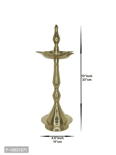 Om ssvmb9 Brass Fancy Kerala Diya Oil Lamp Stand for Puja Home Decoration Items Temple Festival Gifts Puja Articles Decor (13 Inch) (Pack of 1)-thumb2