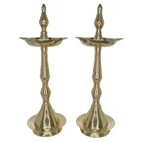 Om ssvmb9 Brass Fancy Kerala Diya Oil Lamp Stand for Puja Home Decoration Items Temple Festival Gifts Puja Articles Decor (13 Inch) (Pack of 1)-thumb2