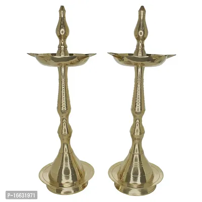 Om ssvmb9 Brass Fancy Kerala Diya Oil Lamp Stand for Puja Home Decoration Items Temple Festival Gifts Puja Articles Decor (13 Inch) (Pack of 1)-thumb3