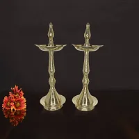 Om ssvmb9 Brass Fancy Kerala Diya Oil Lamp Stand for Puja Home Decoration Items Temple Festival Gifts Puja Articles Decor (13 Inch) (Pack of 1)-thumb3