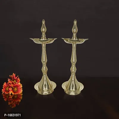 Om ssvmb9 Brass Fancy Kerala Diya Oil Lamp Stand for Puja Home Decoration Items Temple Festival Gifts Puja Articles Decor (13 Inch) (Pack of 1)-thumb4