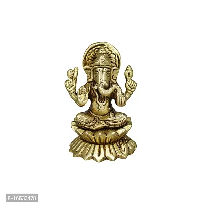 Om ssvmb9 Brass Ganesha Statue Ganesh Murti Ganpati Bappa Idol (H x W x L:- 3 x 2 x 2 Inch)