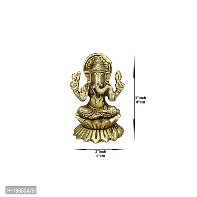 Om ssvmb9 Brass Ganesha Statue Ganesh Murti Ganpati Bappa Idol (H x W x L:- 3 x 2 x 2 Inch)-thumb2