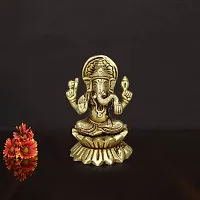 Om ssvmb9 Brass Ganesha Statue Ganesh Murti Ganpati Bappa Idol (H x W x L:- 3 x 2 x 2 Inch)-thumb3