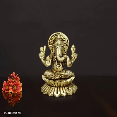 Om ssvmb9 Brass Ganesha Statue Ganesh Murti Ganpati Bappa Idol (H x W x L:- 3 x 2 x 2 Inch)-thumb4