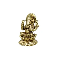 Om ssvmb9 Brass Ganesha Statue Ganesh Murti Ganpati Bappa Idol (H x W x L:- 3 x 2 x 2 Inch)-thumb2