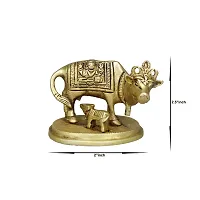 Om ssvmb9 Brass Cow and Calf Statue for Home Decoration,Home Puja (H x W x L:- 2.5 x 3 x 2 Inch)-thumb1