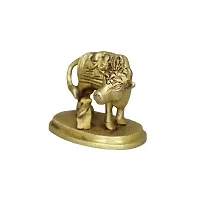 Om ssvmb9 Brass Cow and Calf Statue for Home Decoration,Home Puja (H x W x L:- 2.5 x 3 x 2 Inch)-thumb2