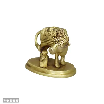 Om ssvmb9 Brass Cow and Calf Statue for Home Decoration,Home Puja (H x W x L:- 2.5 x 3 x 2 Inch)-thumb3