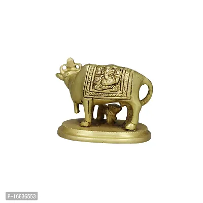 Om ssvmb9 Brass Cow and Calf Statue for Home Decoration,Home Puja (H x W x L:- 2.5 x 3 x 2 Inch)-thumb5