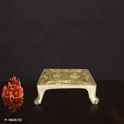 Om ssvmb9 Brass Bajot/Chowki/Pata/Patla for Puja Aasan All Purpose (Weight:- 440 gm)-thumb3