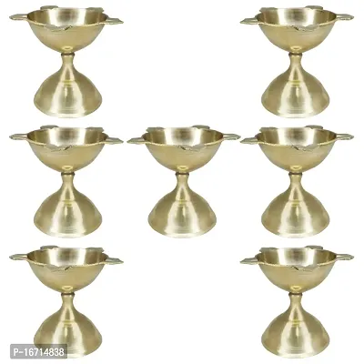 Om ssvmb9 Brass Traditional Handcrafted Deepak Diya Oil Lamp for Home Temple Puja Articles Decor Gifts (Diameter:- 7 cm, Set of 7)