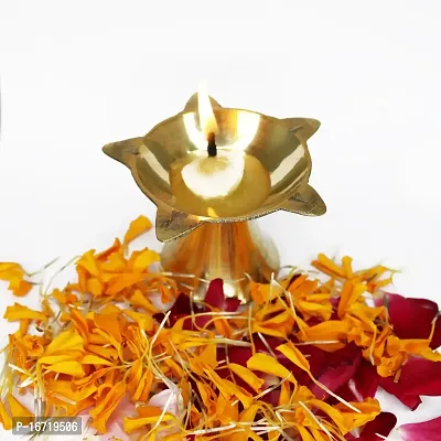 Om ssvmb9 Brass Deepak/Diya Oil Lamp for Aarti Home Temple Puja Articles Decor Diwali/Durga Pooja Navratri Gifts (Diameter:- 8 cm, Set of 5)-thumb4