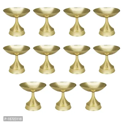 Om ssvmb9 Brass Deepak/Diya Oil Lamp for Aarti Home Temple Puja Articles Decor Diwali/Durga Pooja Navratri Gifts (Diameter:- 4 cm, Set of 11)