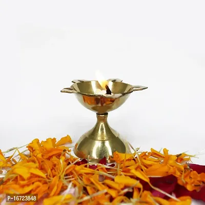 Om ssvmb9 Brass Traditional Handcrafted Deepak Diya Oil Lamp for Home Temple Puja Articles Decor Gifts (Diameter:- 6 cm, Set of 7)-thumb5