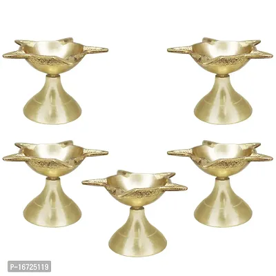 Om ssvmb9 Brass Traditional Handcrafted Deepak Diya Oil Lamp for Home Temple Puja Articles Decor Gifts (Diameter:- 7 cm, Set of 5)