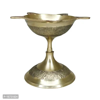 Om ssvmb9 Brass Traditional Handcrafted Deepak Diya Oil Lamp for Home Temple Puja Articles Decor Gifts (Wight:- 0.045 kg )-thumb0