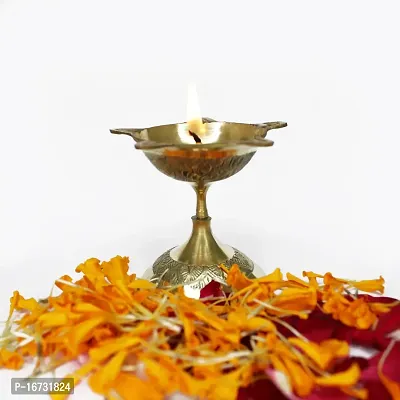 Om ssvmb9 Brass Traditional Handcrafted Deepak Diya Oil Lamp for Home Temple Puja Articles Decor Gifts (Wight:- 0.045 kg )-thumb4