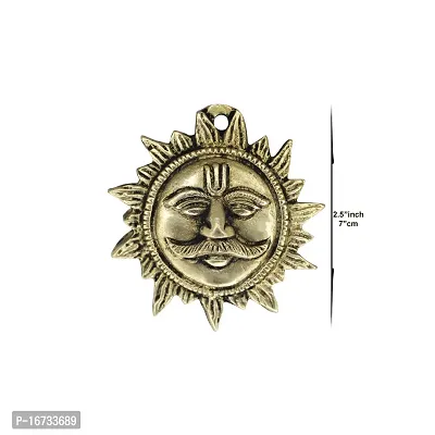 Om ssvmb9 Brass Surya Dev Wall Hanging for Home Decor Show Piece for Home Pooja and Vastu Purpose || Best for Gift (H x L x W:- 2.5 x 2 x 0.5 Inch)-thumb2