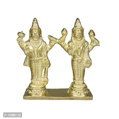 Om ssvmb9 Brass Vishnu Lakshmi Brass Idol Lord Vishnu/Laxmi Narayan Standing Murti - Handmade Statue Lakshmi/Laxmi Narayan Idol/Murti/Statue (H x L x W:- 4 x 4 x 1 Inch)-thumb0