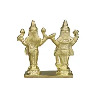 Om ssvmb9 Brass Vishnu Lakshmi Brass Idol Lord Vishnu/Laxmi Narayan Standing Murti - Handmade Statue Lakshmi/Laxmi Narayan Idol/Murti/Statue (H x L x W:- 4 x 4 x 1 Inch)-thumb3