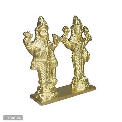 Om ssvmb9 Brass Vishnu Lakshmi Brass Idol Lord Vishnu/Laxmi Narayan Standing Murti - Handmade Statue Lakshmi/Laxmi Narayan Idol/Murti/Statue (H x L x W:- 4 x 4 x 1 Inch)-thumb5