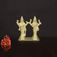 Om ssvmb9 Brass Vishnu Lakshmi Brass Idol Lord Vishnu/Laxmi Narayan Standing Murti - Handmade Statue Lakshmi/Laxmi Narayan Idol/Murti/Statue (H x L x W:- 4 x 4 x 1 Inch)-thumb2