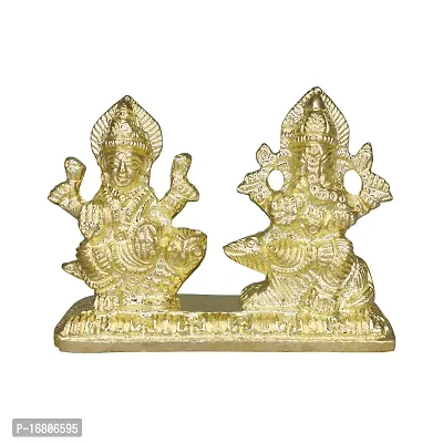 Om ssvmb9 Brass Ganesh Laxmi Statue for Home Diwali Puja Temple Room Ganesha Lakshmi Murti for Pooja Ganeshji Laxmiji Idol for Gifts (H x L x W:- 3 x 3.5 x 0.5 Inch)