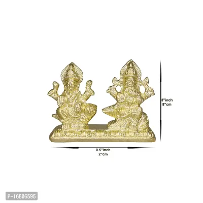 Om ssvmb9 Brass Ganesh Laxmi Statue for Home Diwali Puja Temple Room Ganesha Lakshmi Murti for Pooja Ganeshji Laxmiji Idol for Gifts (H x L x W:- 3 x 3.5 x 0.5 Inch)-thumb3