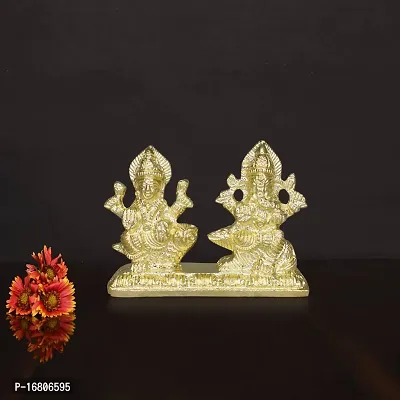 Om ssvmb9 Brass Ganesh Laxmi Statue for Home Diwali Puja Temple Room Ganesha Lakshmi Murti for Pooja Ganeshji Laxmiji Idol for Gifts (H x L x W:- 3 x 3.5 x 0.5 Inch)-thumb2