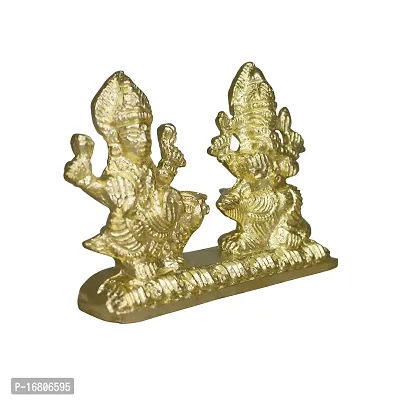 Om ssvmb9 Brass Ganesh Laxmi Statue for Home Diwali Puja Temple Room Ganesha Lakshmi Murti for Pooja Ganeshji Laxmiji Idol for Gifts (H x L x W:- 3 x 3.5 x 0.5 Inch)-thumb4