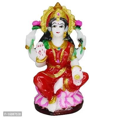 Om ssvmb9 Marble Lakshmi MATA Murti/Statue for Home Puja/Pooja Temple Mandir Laxmi Devi Idol for Wealth, Happiness, and Prosperity (H x W :- 4.5 x 3 Inch)-thumb0