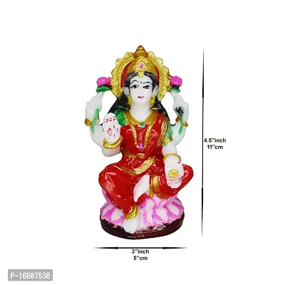 Om ssvmb9 Marble Lakshmi MATA Murti/Statue for Home Puja/Pooja Temple Mandir Laxmi Devi Idol for Wealth, Happiness, and Prosperity (H x W :- 4.5 x 3 Inch)-thumb2